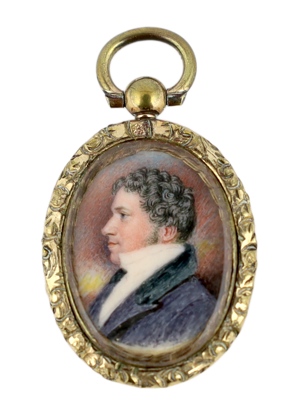 Peter Paillou Jnr (British, 1757-c.1832), Portrait miniature of a gentleman, watercolour on ivory, 2.5 x 1.8cm. CITES Submission reference 34EL7LLG